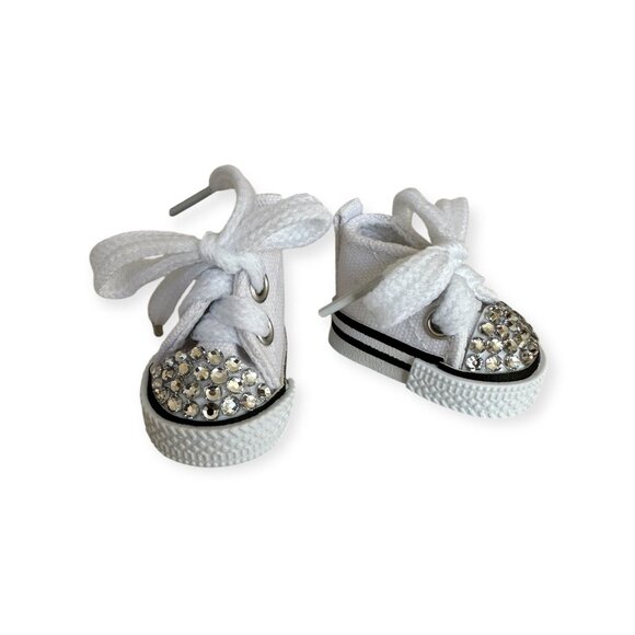 NWOB White Bedazzled Rhinestone Sneakers for your Labubu - Picture 4 of 6